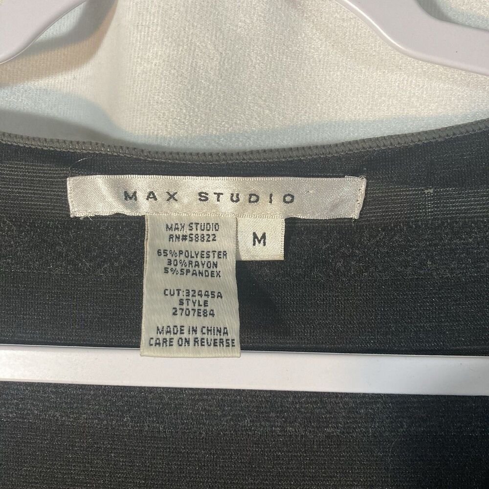 MAX STUDIO gray black tiered 3/4 sleeve scoop neck top S - Picture 4 of 7